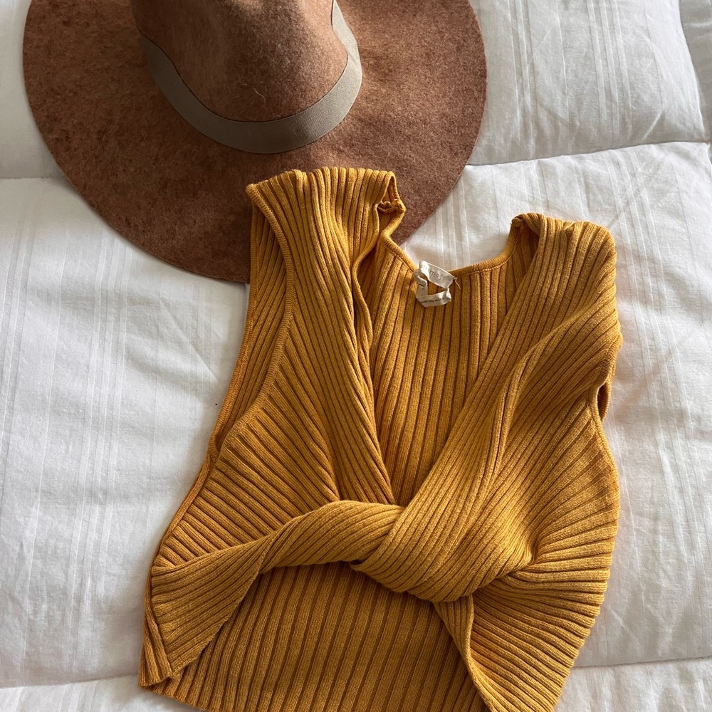 Urban Outfitters Mustard Ribbed Knit Top